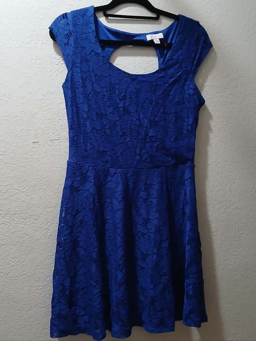 Candie's L Women's Royal Blue Lace Fit-and-Flare Dress
